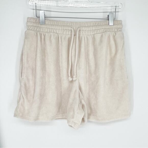 Aritzia Wilfred Free Terry Drawstring Shorts M Cream - Picture 2 of 6
